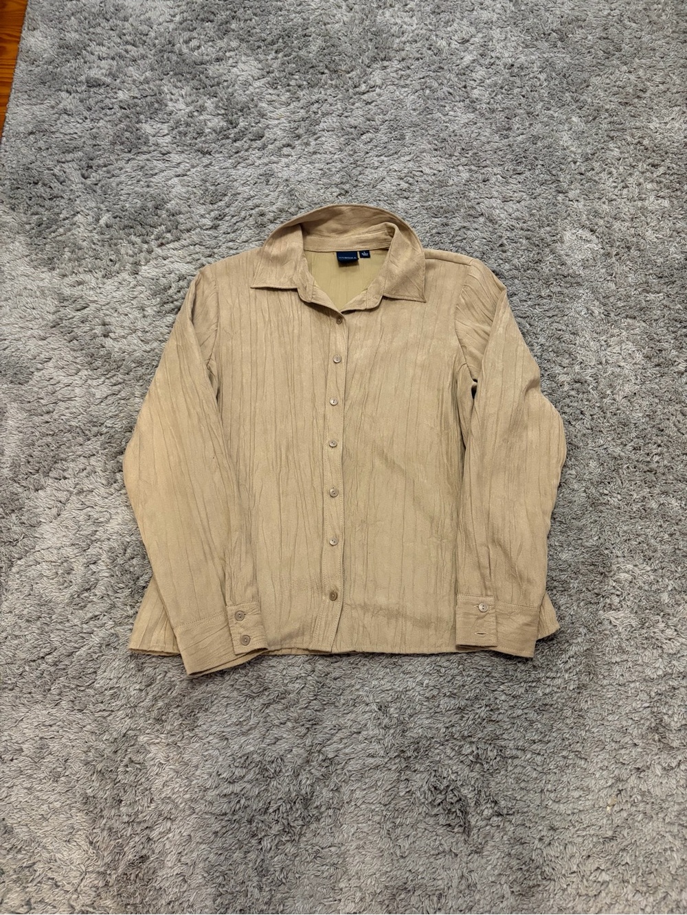 Y2K Sonoma Faux Suede Crinkle Button Up Jacket Tan Women’s L.